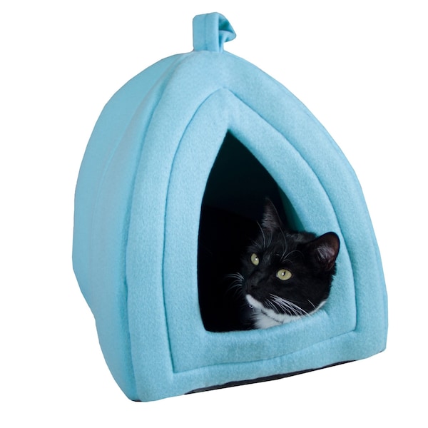 Pet Adobe Pet Adobe Plush Cuddle Cave, Igloo House to Sleep/Play, Removable Cushion for Small Dogs, Cats, Blue 869751NAL - main